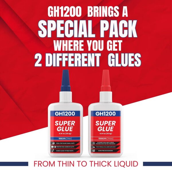 GH1200 Super Glue Pack 57g – 100 & 1500 CPS CA Adhesives - Image 2