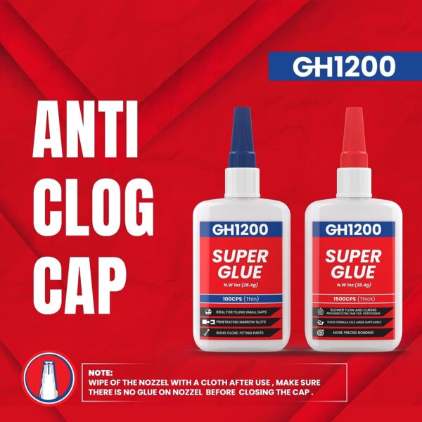 GH1200 Super Glue Pack 57g – 100 & 1500 CPS CA Adhesives - Image 3