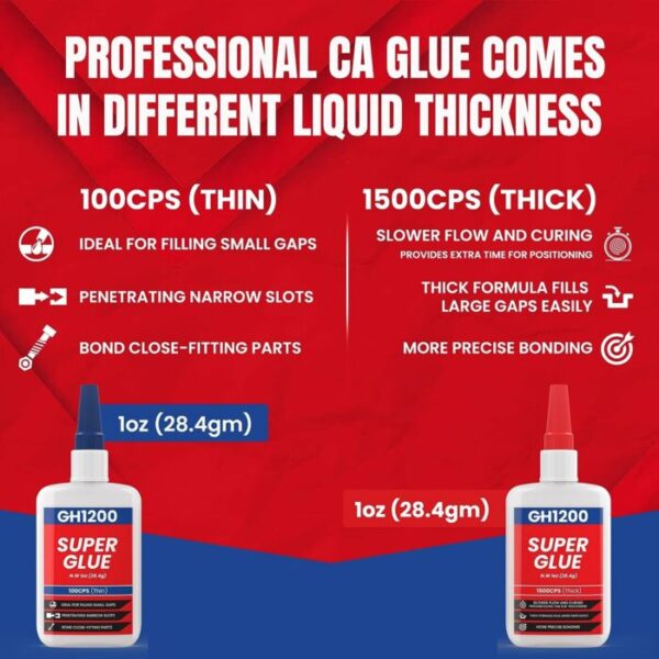 GH1200 Super Glue Pack 57g – 100 & 1500 CPS CA Adhesives - Image 4