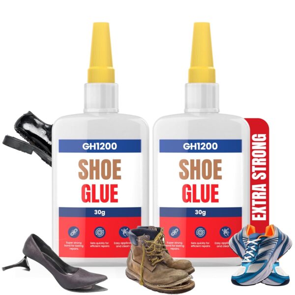 Two bottles of GH1200 30g heavy-duty shoe glue for strong sole repairs