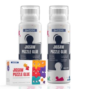2 bottles of GH1200 jigsaw puzzle glue with built-in sponge head, 140ml each, ideal for preserving puzzles up to 5000 pieces