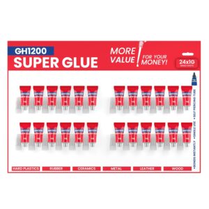GH1200 Super Glue 1g Pack of 24 – Industrial Strength Adhesive for Crafts and Repairs