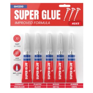 Super Glue Pack by GH1200 – 5 Tubes of 4g All-Purpose Cyanoacrylate Adhesive