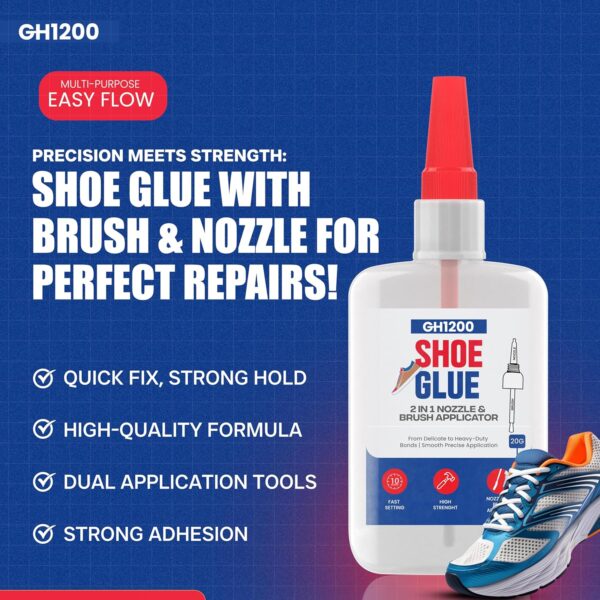Strong adhesive glue repairing sneaker sole using brush applicator