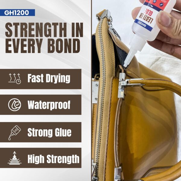GH1200 leather glue includes precision brush and nozzle for accurate application