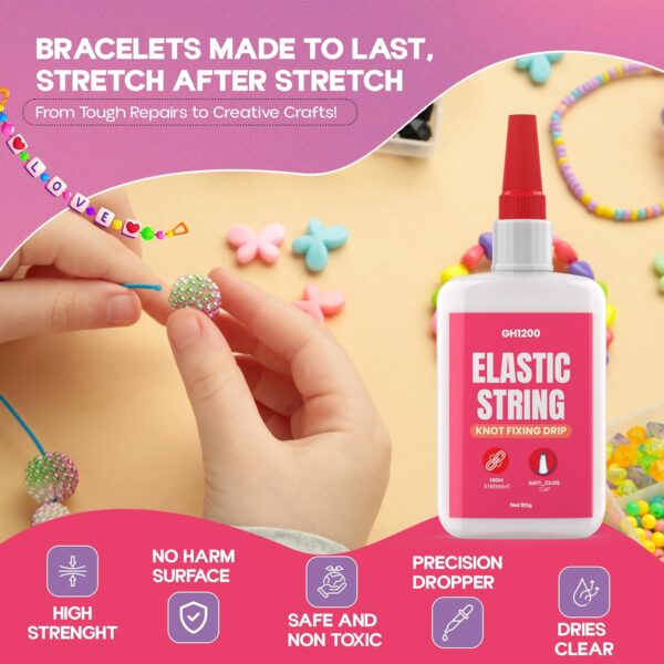 Applying GH1200 glue to a bracelet knot for secure jewelry making
