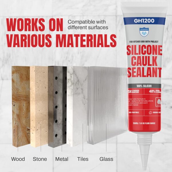 Waterproof white silicone caulk for bathroom use