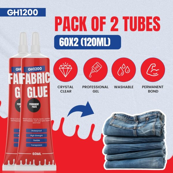 Fabric glue for crafts, embellishments, and repairs
