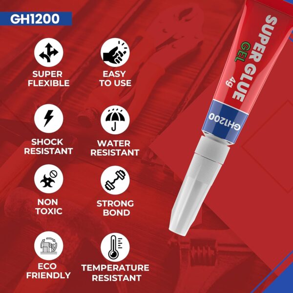 4g Tube of GH1200 Super Glue Gel with Anti-Clog Nozzle
