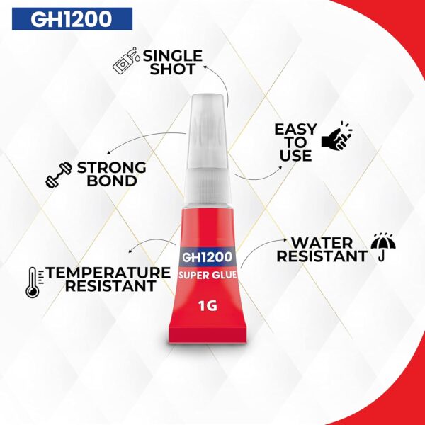 GH1200 Super Glue Box Dimensions and Product Label – Made for U.S. B2C and B2B Use