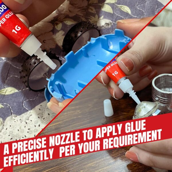 Applying GH1200 single-use super glue to toy and small repair item