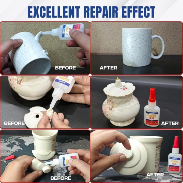 Repairing Broken Mug with GH1200 Ceramic Glue Repair – Smooth and Clear Application