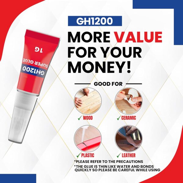 24 Single-Use GH1200 Super Glue Tubes – Economical Adhesive Pack for DIY and Industry