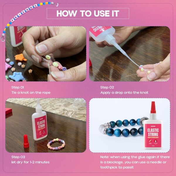 Crafting clay bead bracelet using GH1200 elastic string glue