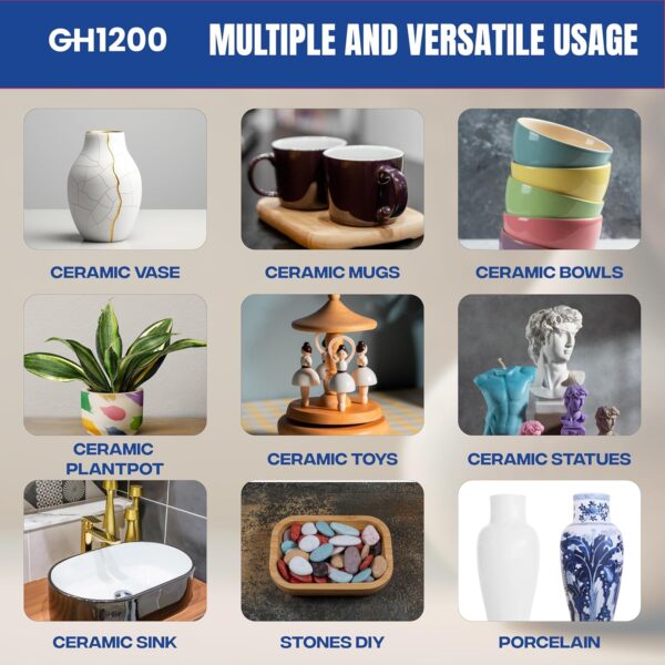 Before and After Using GH1200 Ceramic Glue – Invisible Repair on Broken Pottery