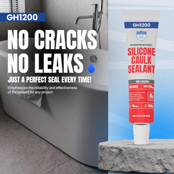 GH1200 waterproof clear caulk used to seal outdoor metal window frame