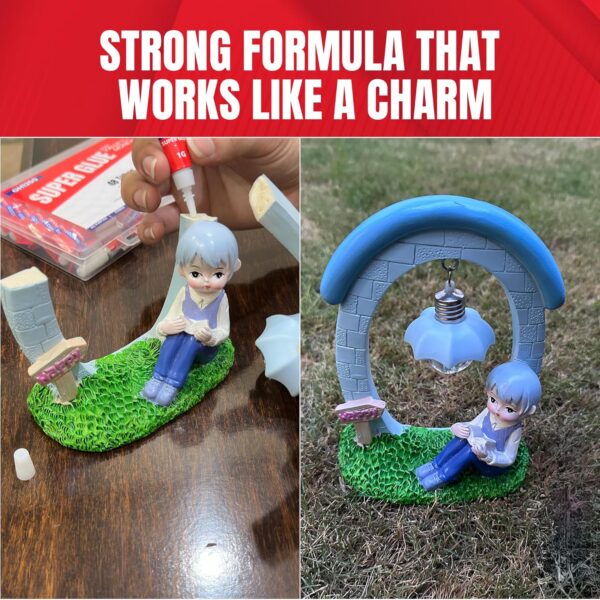 GH1200 super glue being used to repair a small figurine craft project
