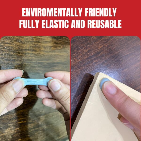 GH1200 elastic and reusable wall putty being stretched and applied to surface for strong, damage-free adhesion