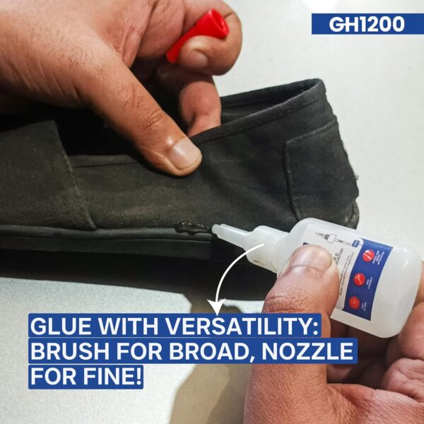 Anti-clog cap and airtight seal of GH1200 glue bottle for clean application