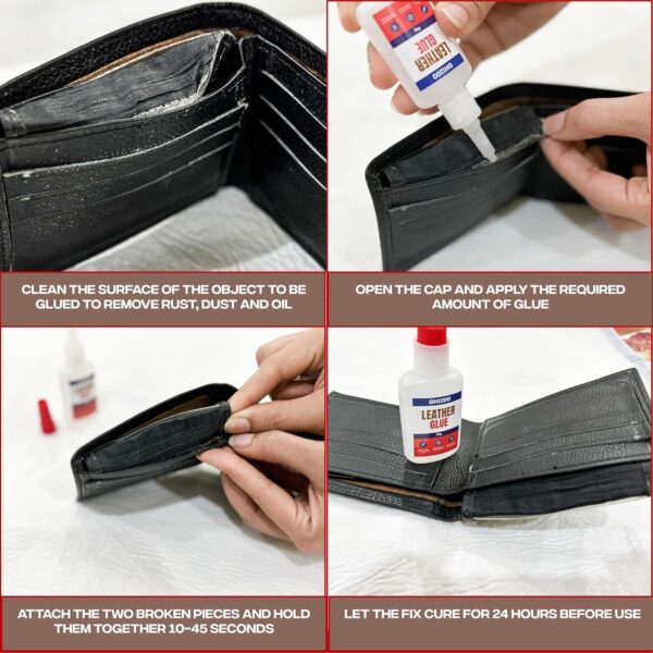 Strong and flexible cyanoacrylate glue ideal for leather jacket and fabric repair