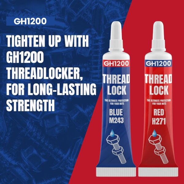 GH1200 red and blue thread locker tubes for permanent and removable metal bonding with high torque strength