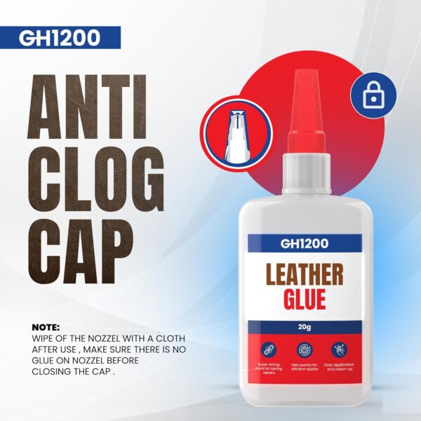 Dual-application GH1200 leather glue with anti-clog nozzle and fine bristle brush