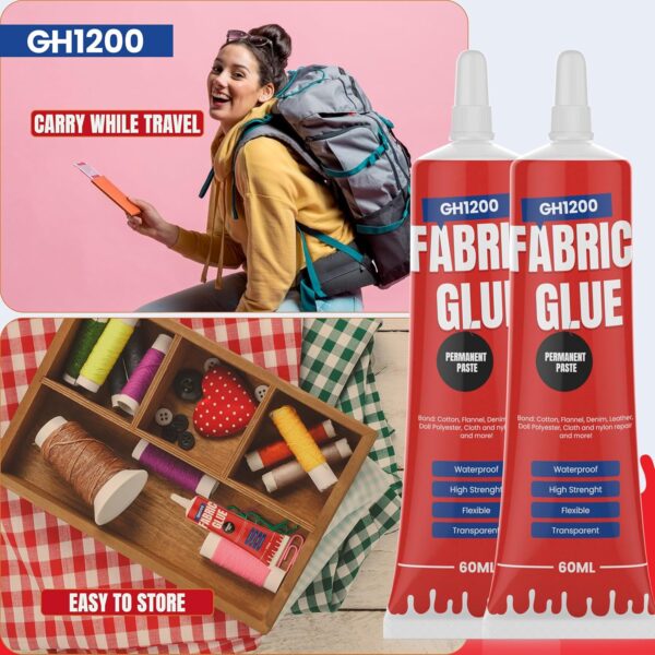 Clear fabric glue applied to cotton fabric patch