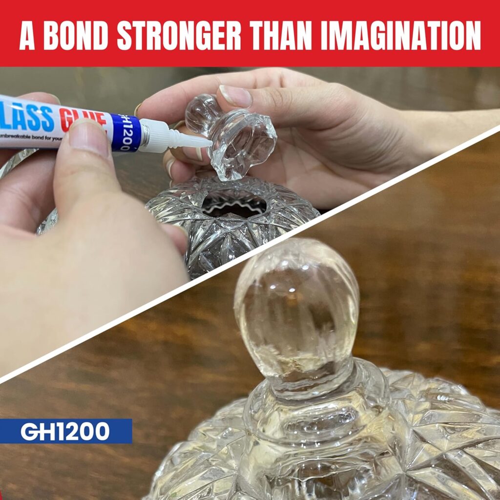 GH1200 glass glue dries invisible on glass surfaces