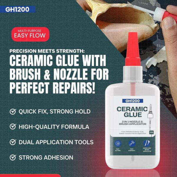 High-strength ceramic adhesive that resists heat and moisture, perfect for long-lasting home repairs.