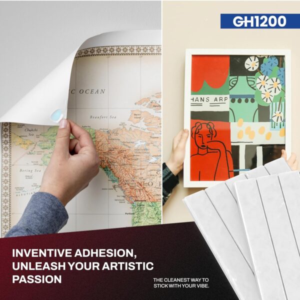 GH1200 poster tacky putty used to hang map and artwork frames neatly on a wall without damage
