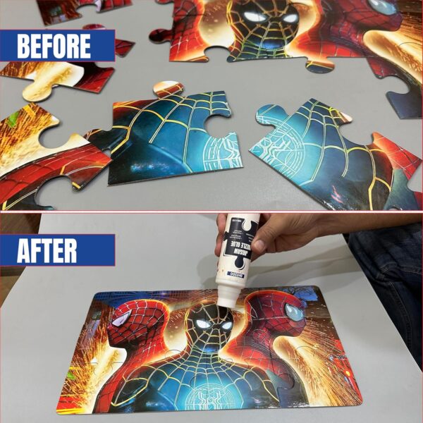 Comparison of puzzle before and after using GH1200 glue showing perfect sealing and enhanced color vibrancy