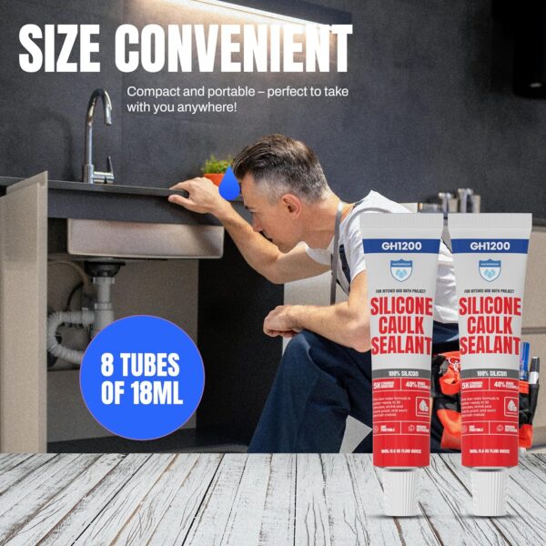 User applying GH1200 waterproof silicone glue to tile corner seam