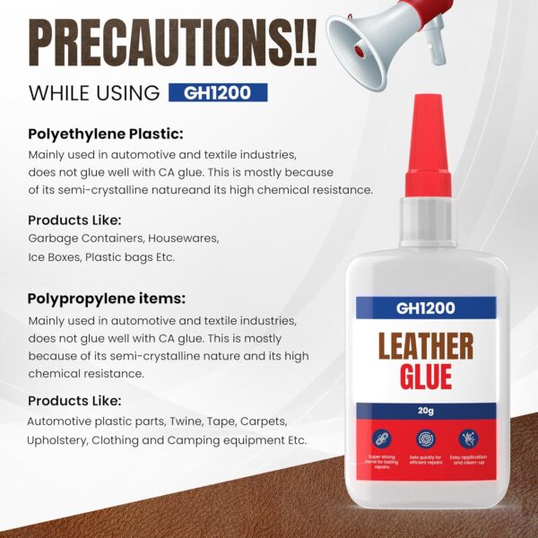 Durable waterproof leather glue for long-lasting repairs on leather and suede