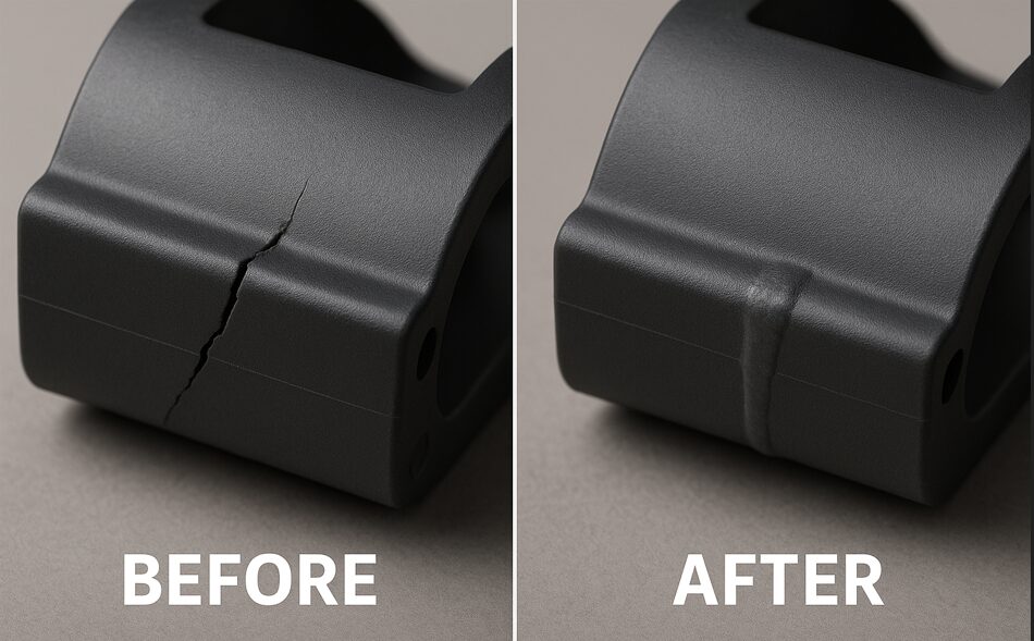 Epoxy vs Super Glue for Plastic: Which One Is Stronger? 1 ABS plastic part repaired using epoxy vs super glue for plastic bonding test
