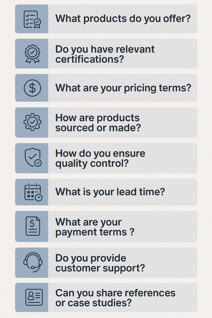 Choosing the Right Adhesive Supplier: 9 Critical Questions B2B Buyers Should Ask 1 Infographic showing 9 critical questions B2B buyers should ask before selecting an adhesive supplier, with visual icons and a clean industrial layout.