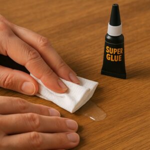 removal of dried super glue from plastic with rubbing alcohol
